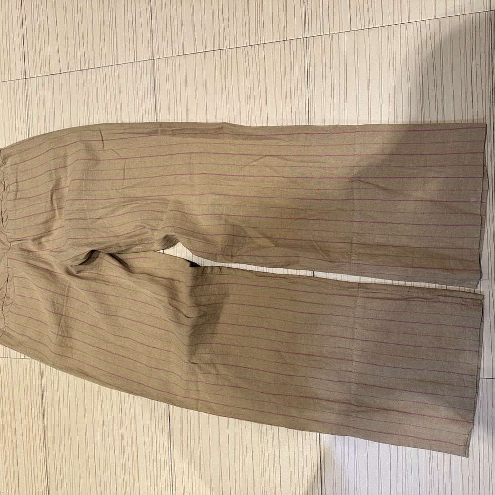 Free People Tan Trousers with Pink Stripes - Picture 3 of 4